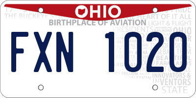 OH license plate FXN1020