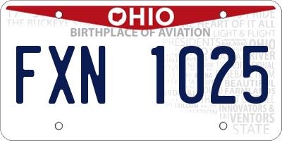 OH license plate FXN1025