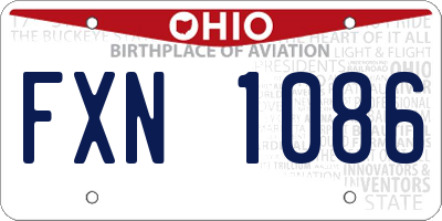OH license plate FXN1086