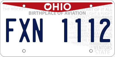 OH license plate FXN1112