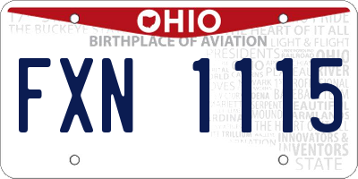 OH license plate FXN1115