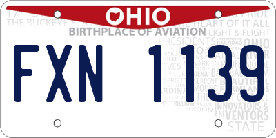 OH license plate FXN1139