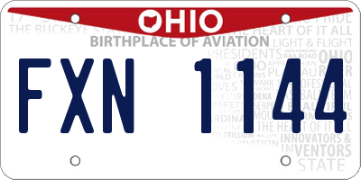 OH license plate FXN1144
