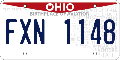 OH license plate FXN1148
