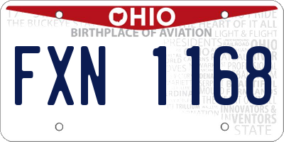OH license plate FXN1168