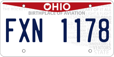OH license plate FXN1178
