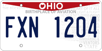 OH license plate FXN1204