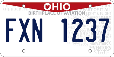OH license plate FXN1237
