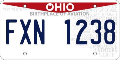 OH license plate FXN1238