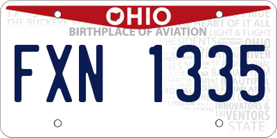 OH license plate FXN1335