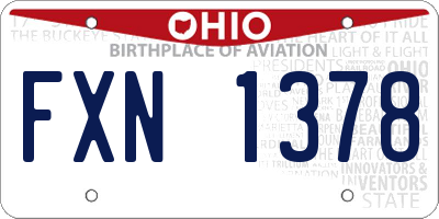 OH license plate FXN1378