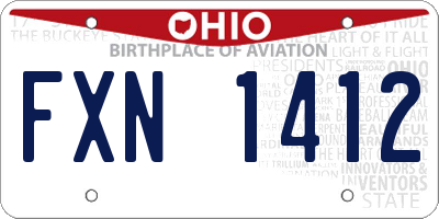 OH license plate FXN1412