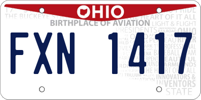 OH license plate FXN1417