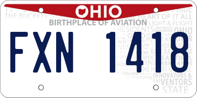 OH license plate FXN1418