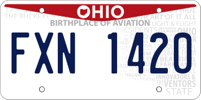 OH license plate FXN1420