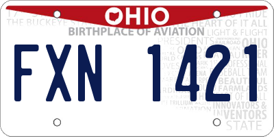 OH license plate FXN1421