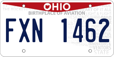 OH license plate FXN1462