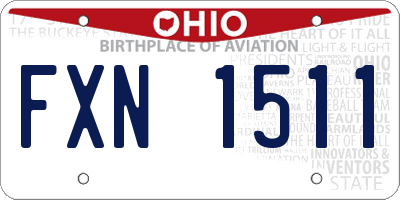 OH license plate FXN1511