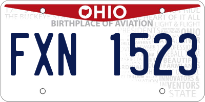 OH license plate FXN1523