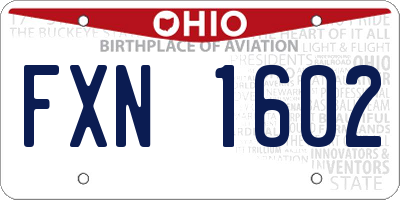 OH license plate FXN1602