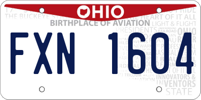 OH license plate FXN1604