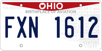 OH license plate FXN1612