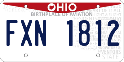 OH license plate FXN1812