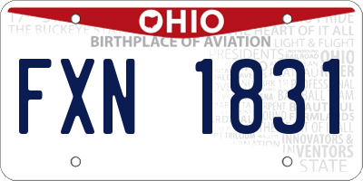 OH license plate FXN1831