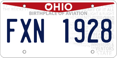 OH license plate FXN1928