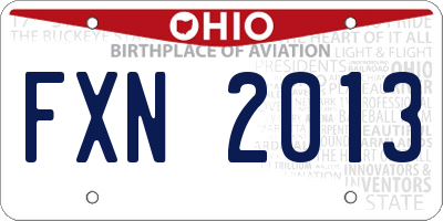 OH license plate FXN2013