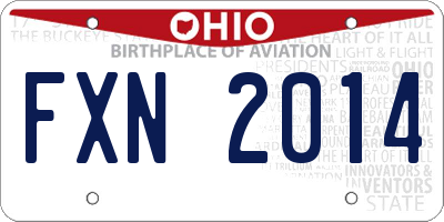 OH license plate FXN2014