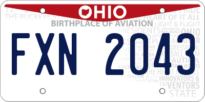 OH license plate FXN2043