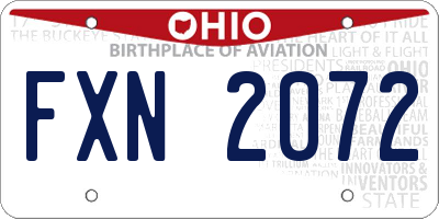 OH license plate FXN2072
