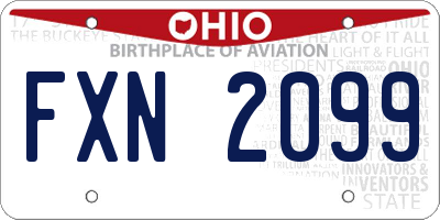OH license plate FXN2099