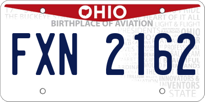 OH license plate FXN2162