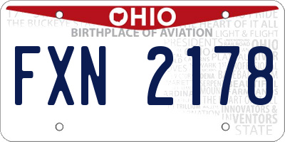 OH license plate FXN2178