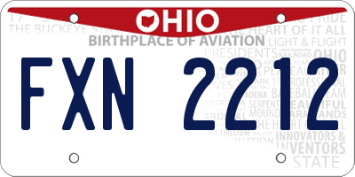 OH license plate FXN2212
