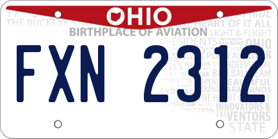 OH license plate FXN2312