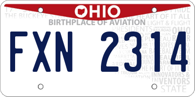 OH license plate FXN2314