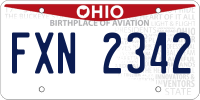 OH license plate FXN2342