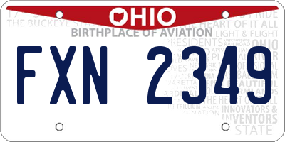 OH license plate FXN2349