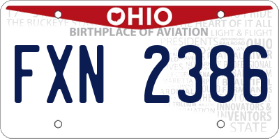 OH license plate FXN2386
