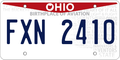 OH license plate FXN2410