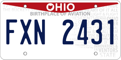 OH license plate FXN2431