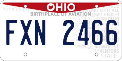OH license plate FXN2466