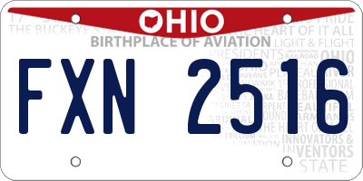 OH license plate FXN2516