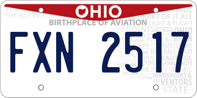 OH license plate FXN2517