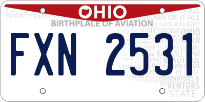OH license plate FXN2531