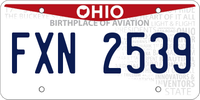 OH license plate FXN2539