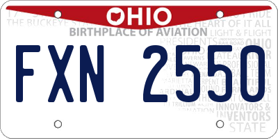 OH license plate FXN2550